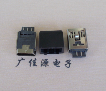山西MINI USB 5Pin接口 带护套焊线母座 B型180度铜壳